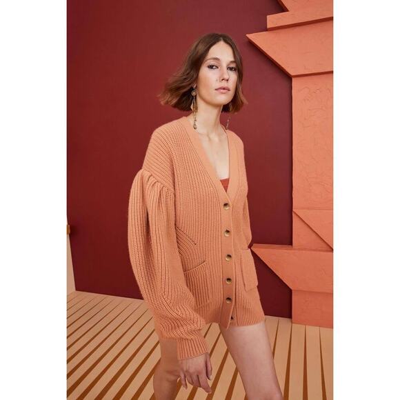 Ulla Johnson Tillie V-Neck Oversized Cardigan Sedona/Orange Size Medium - Picture 9 of 9